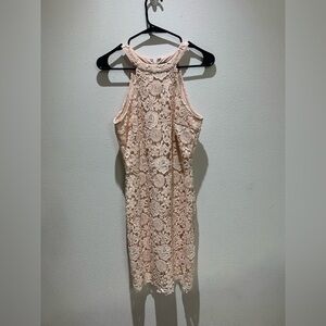 Lulus Halter Mini Dress Poem Floral Lace Blush Pink Size M
